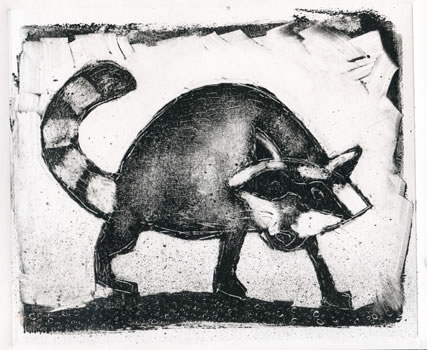 monotype of a raccoon