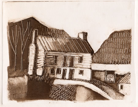 monotype of tannery house in Maysville, KY