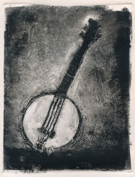 monotype of banjo