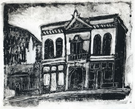 monotype of the Opera Theater in Downtown Maysville, KY