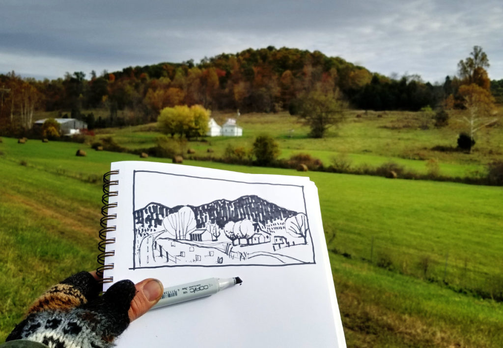 photo of a sketch of lewis county farm