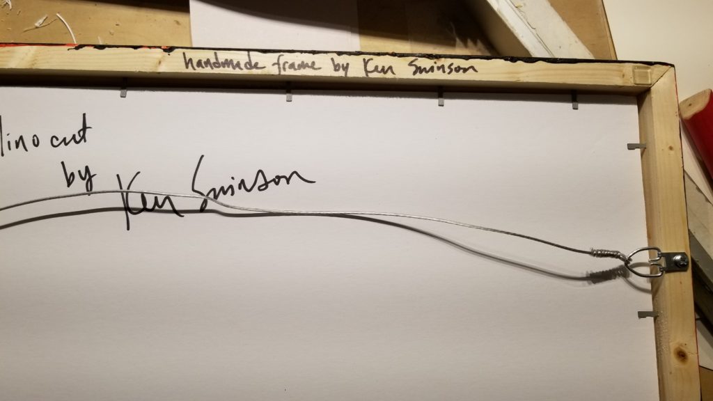ken Swinson signature on back of handmade frame