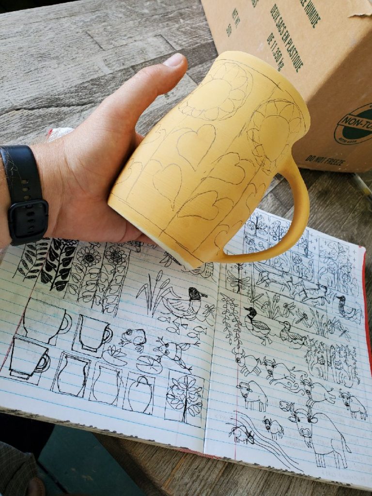 porcelain mug, ready to carve