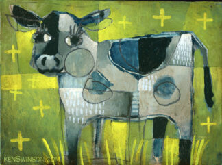 painting of cow in grass