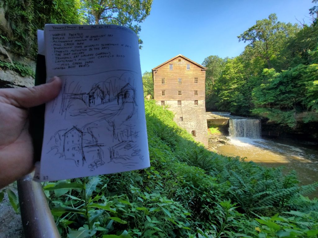 sketch held in front of lanternmans mill in youngstown ohio