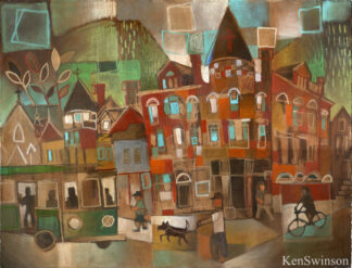 painting of market and third streets in maysville kentucky by artist ken swinson
