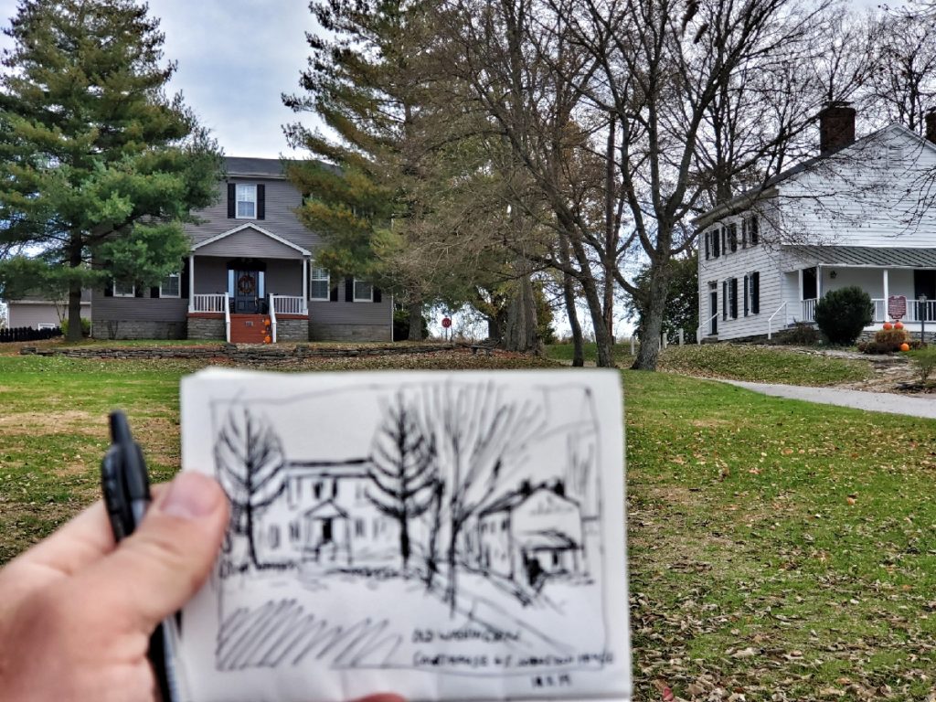 sketch of old courthouse in old washington, ky