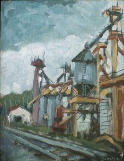 plein air painting of the grain mill in corning arkansas
