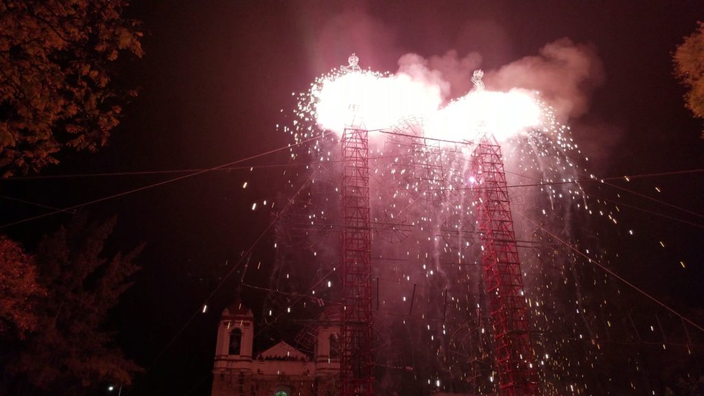 photo of fireworks at san pablo huitzo oaxaca mexico