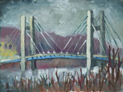 plein air painting of the new bridge across the ohio river near maysville kentucky by artist ken swinson