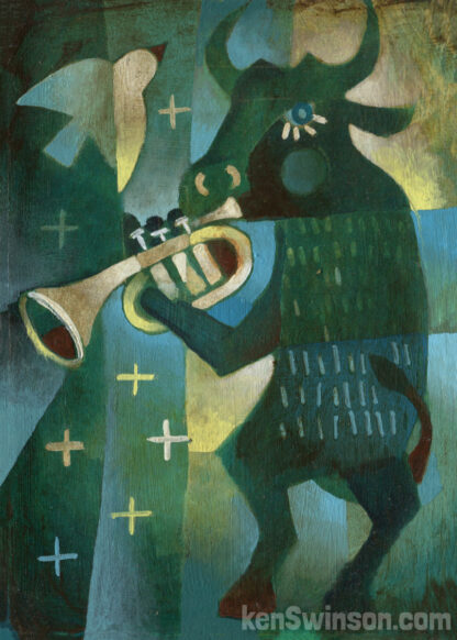 bull playing trumpet musical instrument