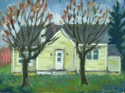 plein air painting of a yellow house in old washington kentucky