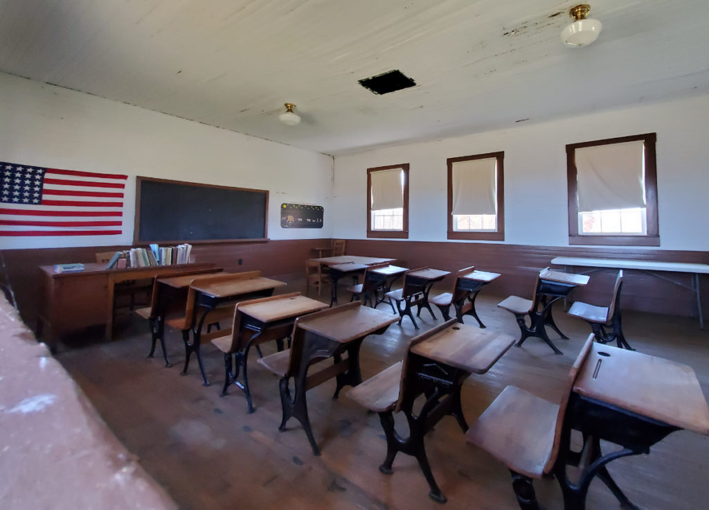 interior of the poston schoolhouse museum in fleming county kentucky