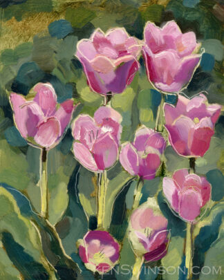 plein air painting of tulip flowers by kentucky artist ken swinson