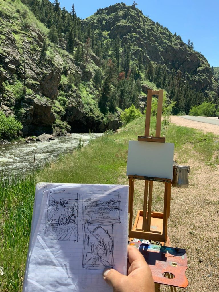 sketch of clear creek canyon near golden colorado