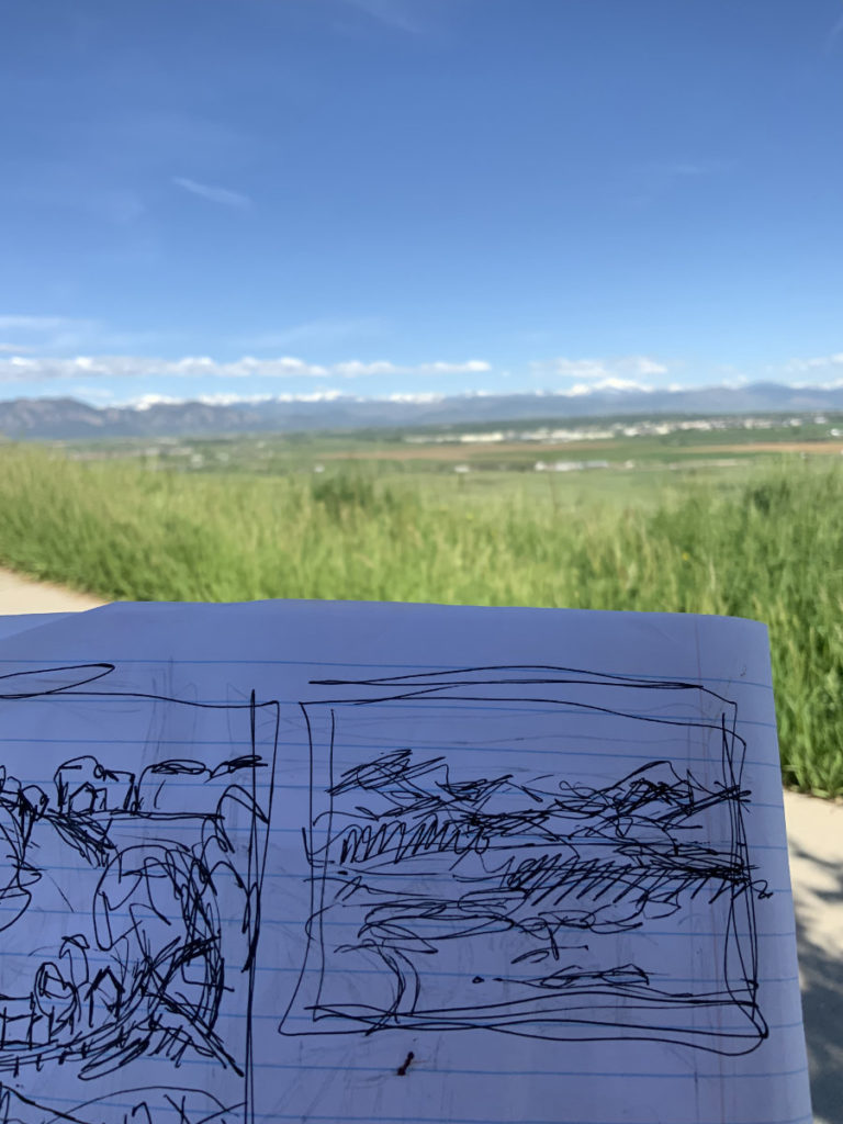 sketch of mountains from bloomfield colorado