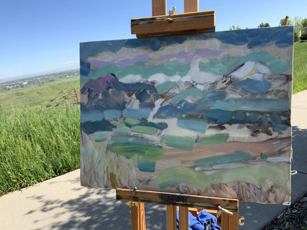 oil painting work in progress bloomfield colorado overlook