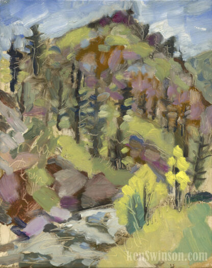 plein air painting of the clear creek near golden colorado