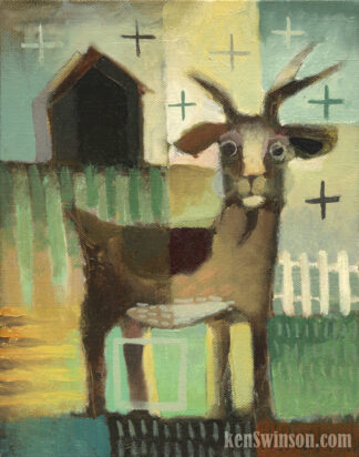 Goat and Barn - 8x10" Oil Painting on Canvas