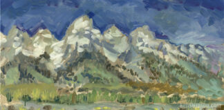 plein air painting of the teton mountains by kentucky artist ken swinson