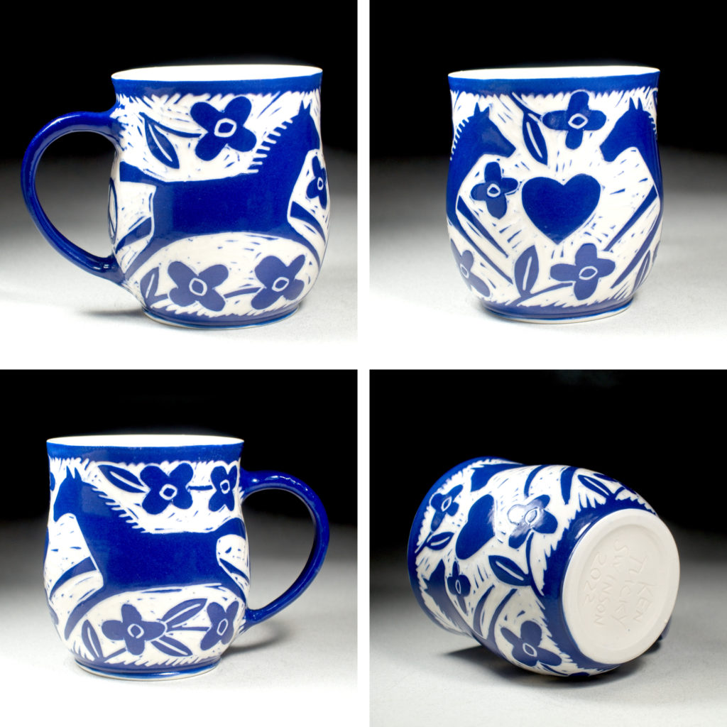 blue porcelain cup by kentucky artist ken swinson