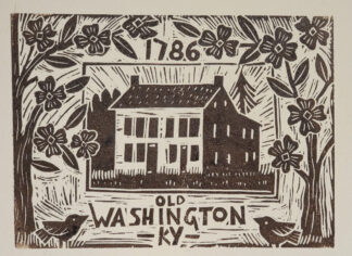 Old Washington Linocut Notecard - Washington Hall