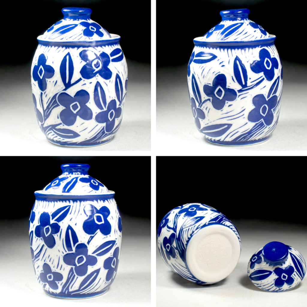 porcelain jar by kentucky artist ken swinson blue