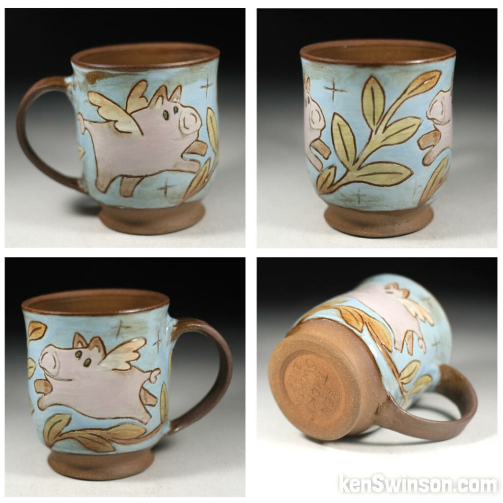 folk art pottery flying pig