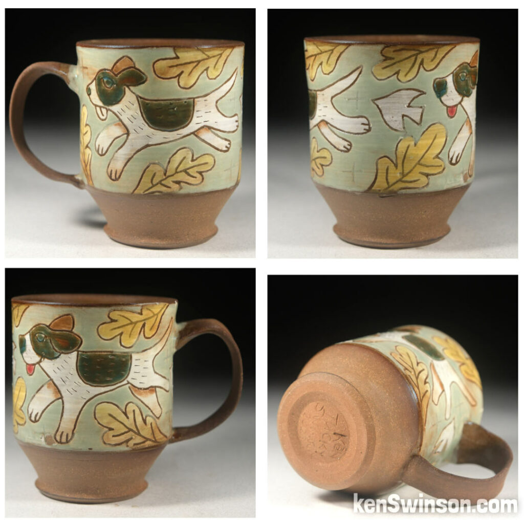 handmade folk art style pottery cup by ken swinson