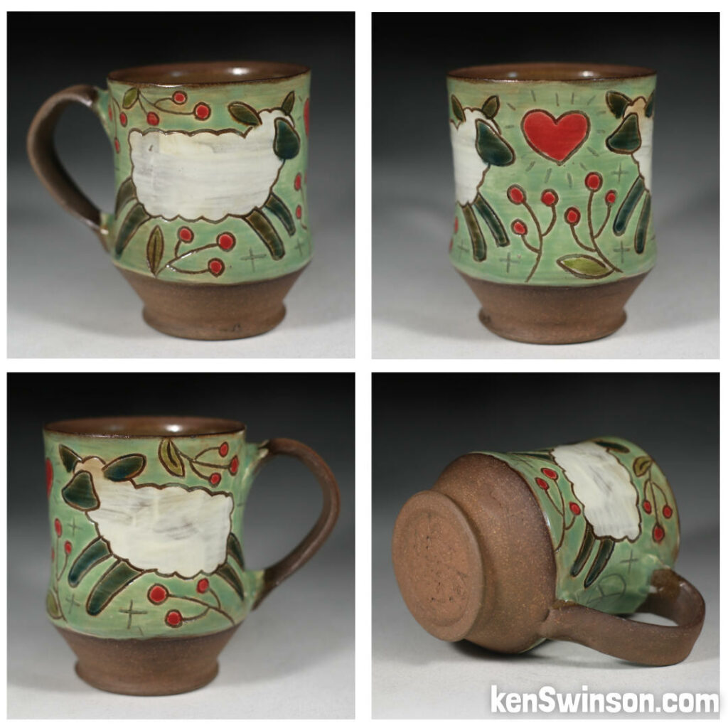 handmade cup with sheep design made in kentucky