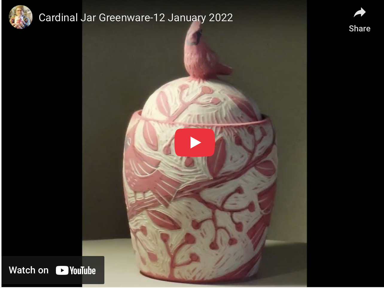 Cardinal Greenware Jar