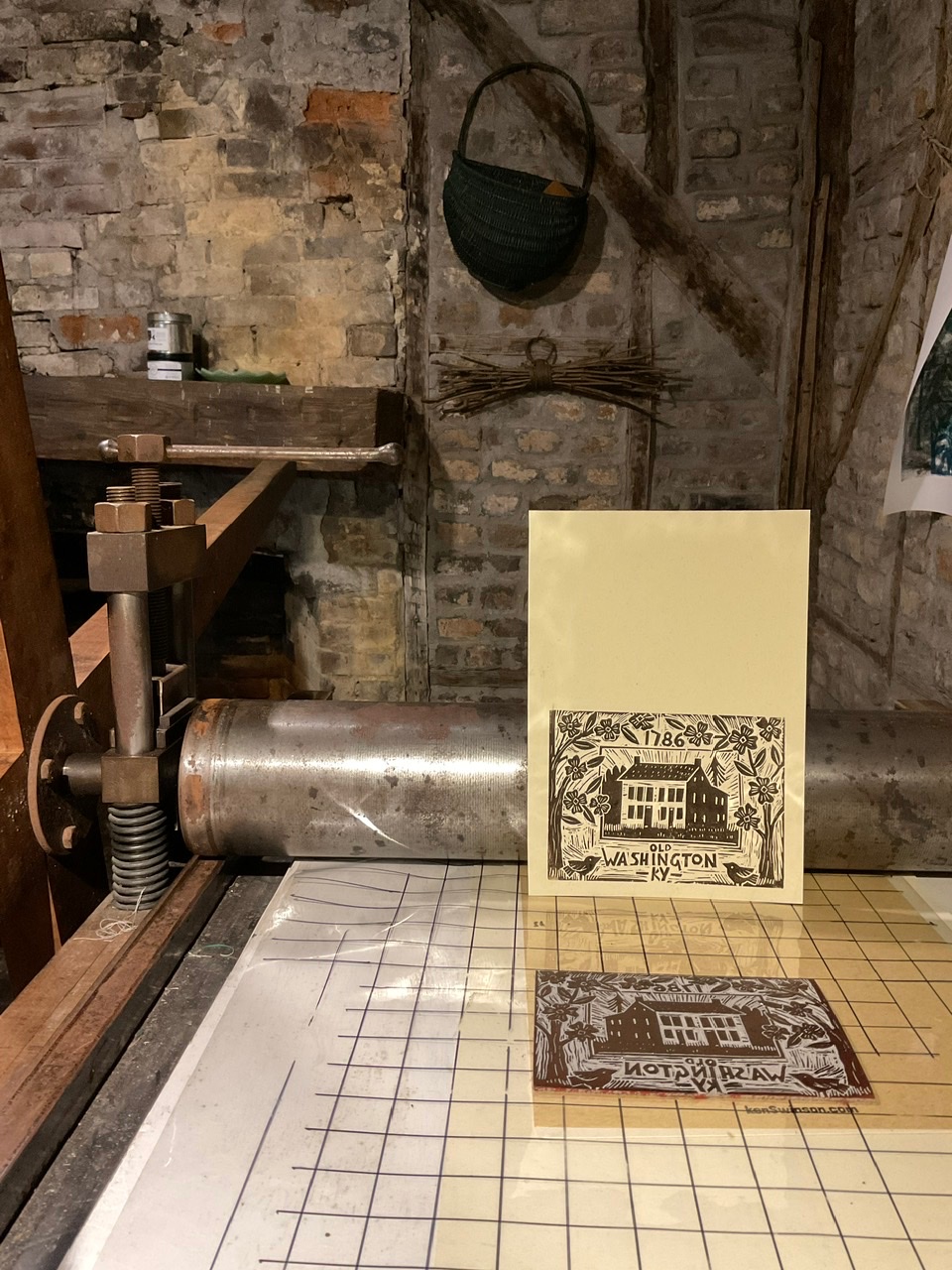 Washington Hall – linocut block print