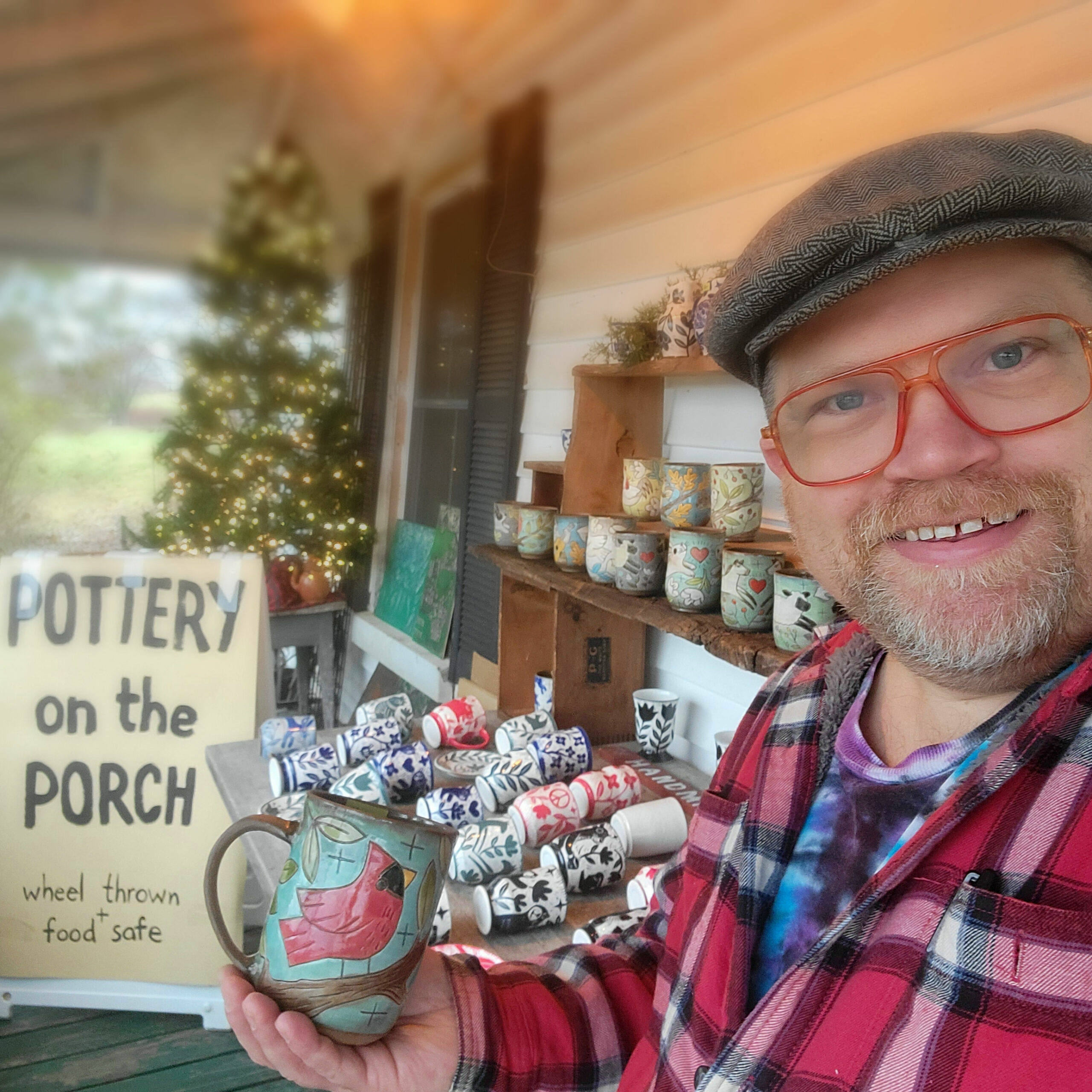 Pottery on the porch – Frontier Christmas
