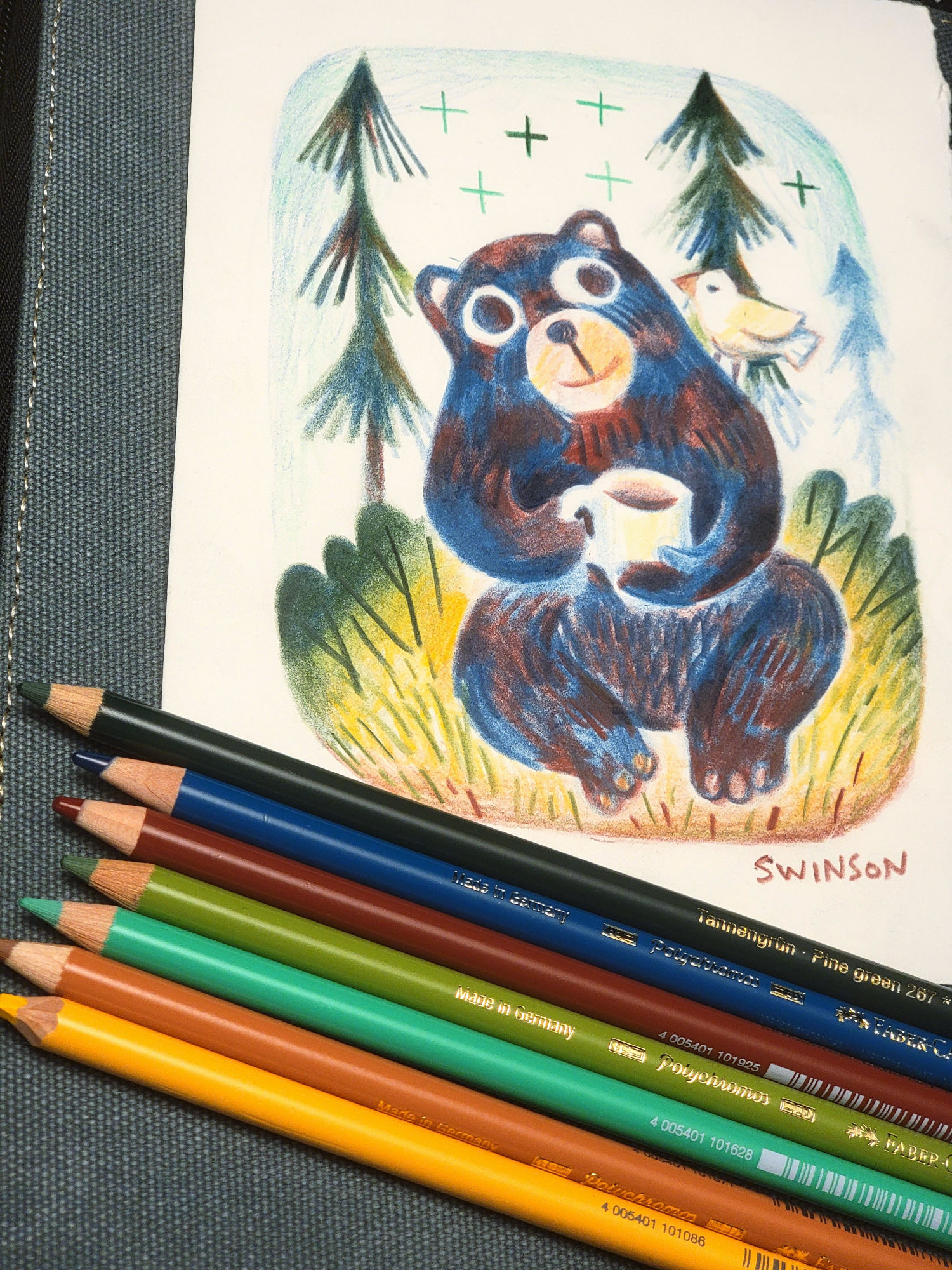 Coffee Cup Bear – Colored Pencil
