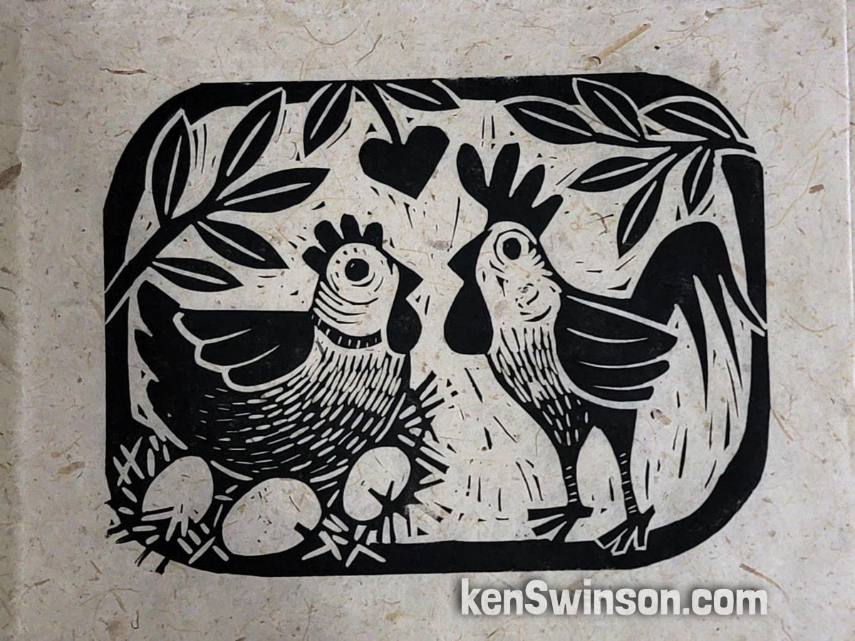 Good Morning Kiss – block print